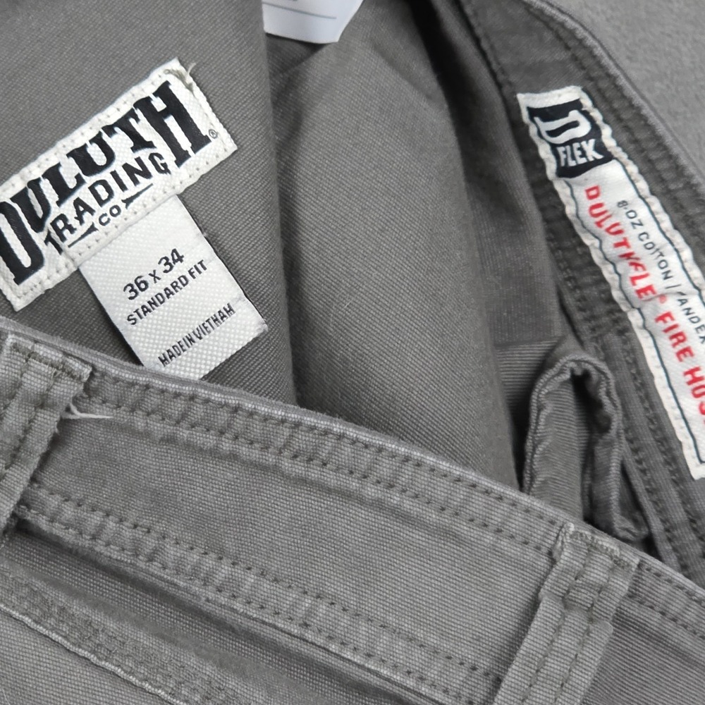Duluth Trading Co Men's Canvas Pants Size 36x34 Gray Flex Fire Hose Workwear - Picture 4 of 7